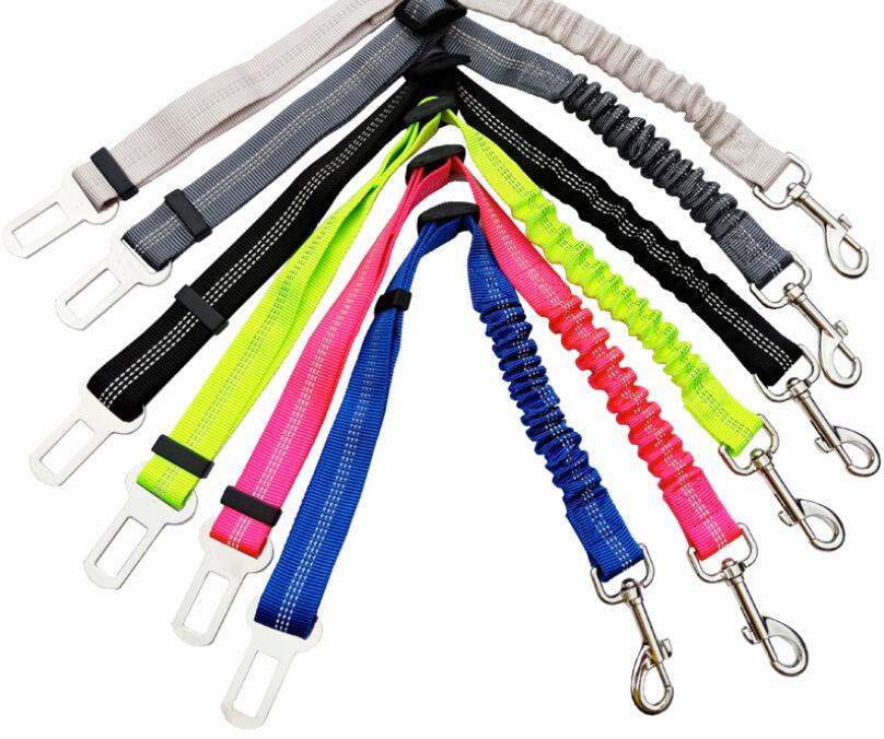 Adjustable Reflective Dog Seat Belt Harness for Car Safety - Wiggle Bark