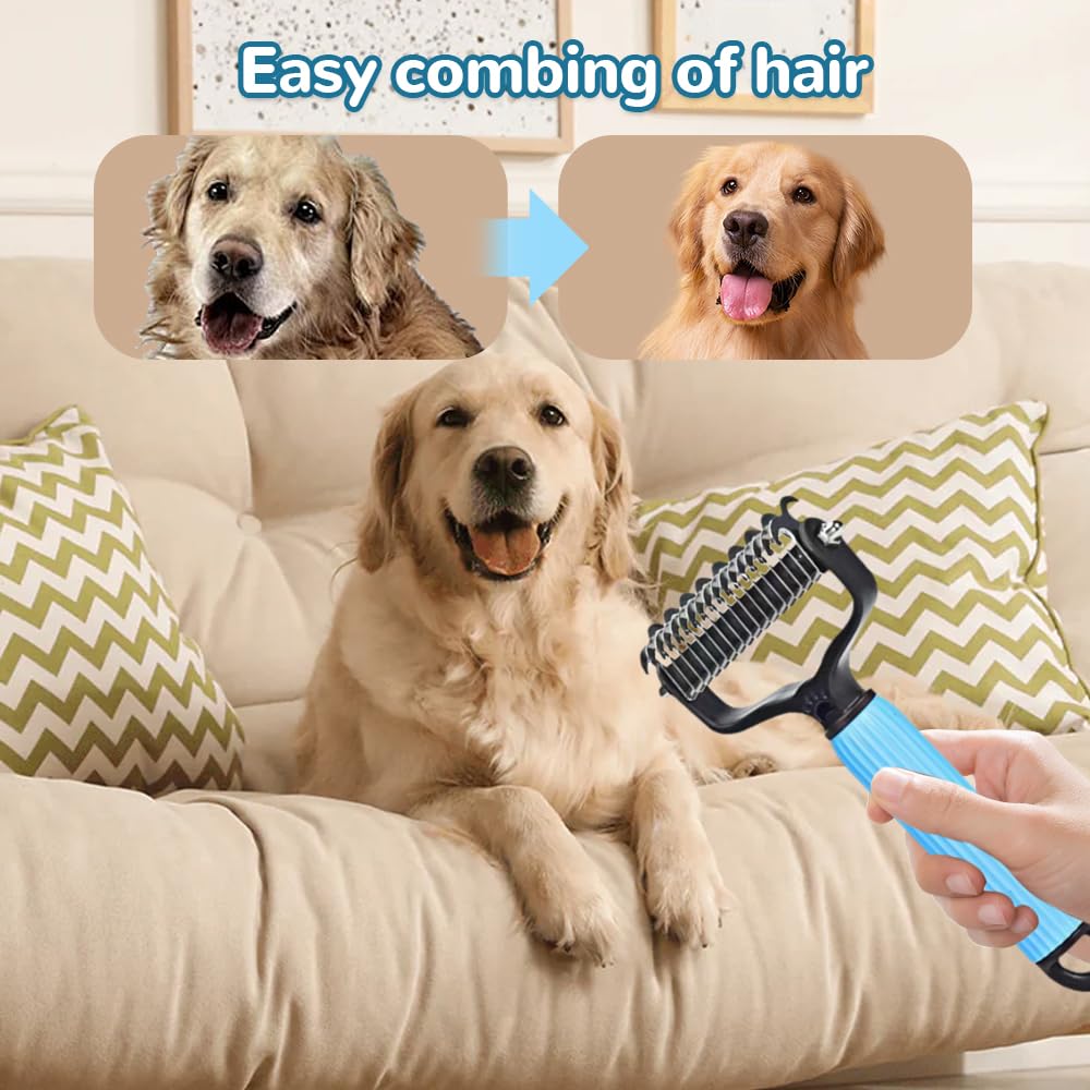 Tangle-Free Pets Fast with Double-Sided Grooming Brush - Wiggle Bark