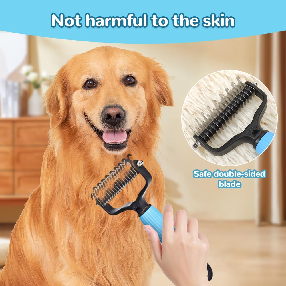 Tangle-Free Pets Fast with Double-Sided Grooming Brush - Wiggle Bark